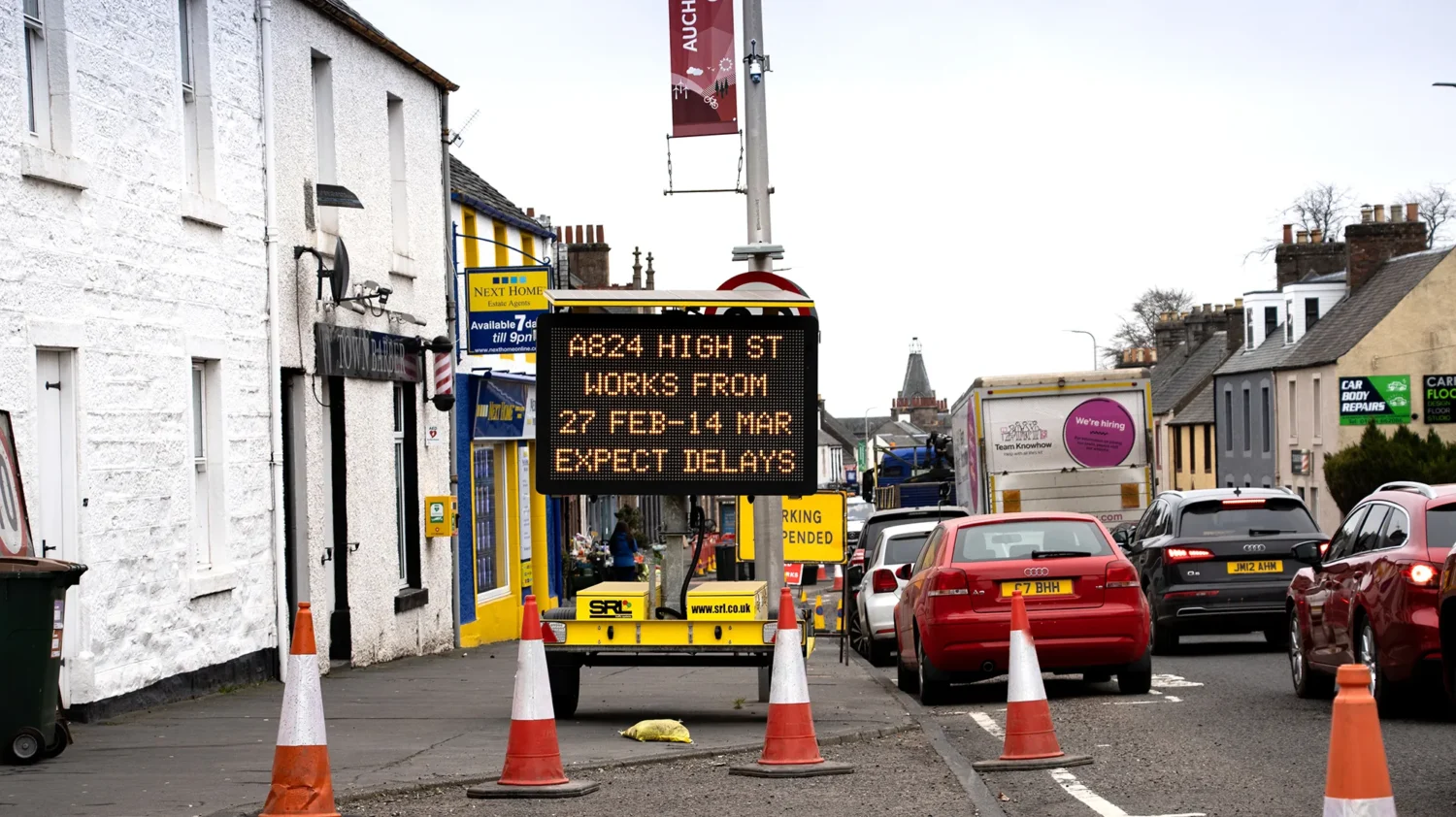 variable message sign on the road